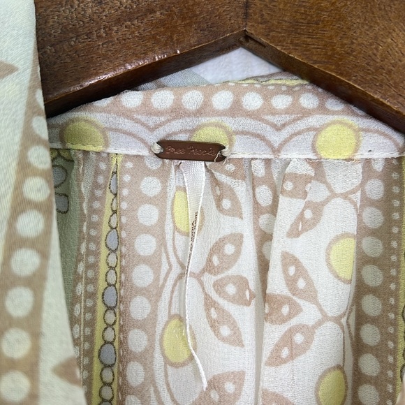 Free People - Floral Fun Design Multi Colored Button Up See Thru Blouse Large - Picture 9 of 12